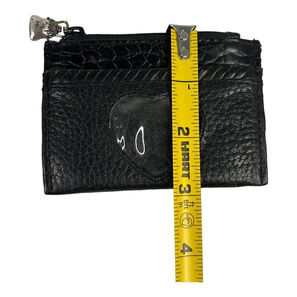 Brighton Black Leather Heart ID Coin Change Purse Credit Card Zip Top - Picture 3 of 9